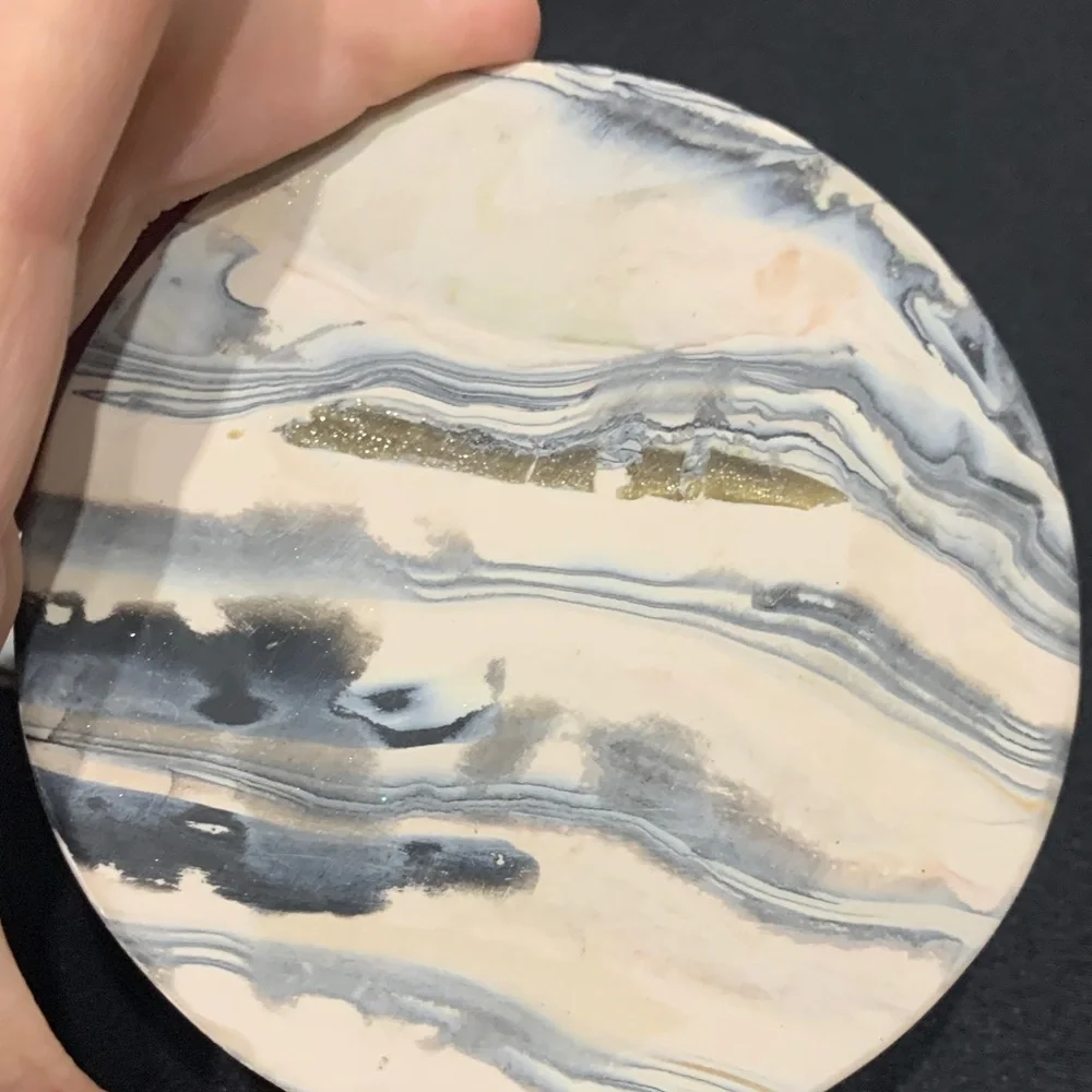 Clay Gold Glitter Marble Pattern Coasters Set of 4